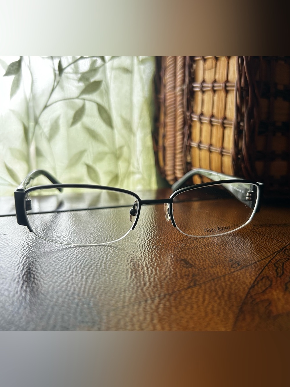 Vera Wang Men’s Black Metal Semi-Rim Glasses